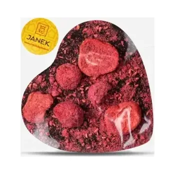 Cukrovinka Velké hořké čokoládové srdíčko s lyofilizovanými jahodami a malinami