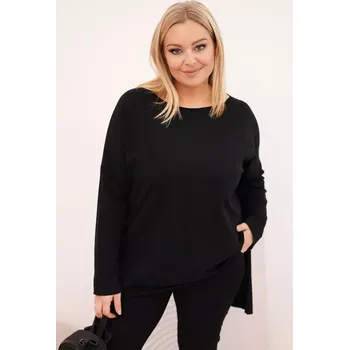 Dámská halenka Kesi Dámská blůza Plus Size asymetrická s dlouhým rukávem černá Kesi černá | bílá 3498371