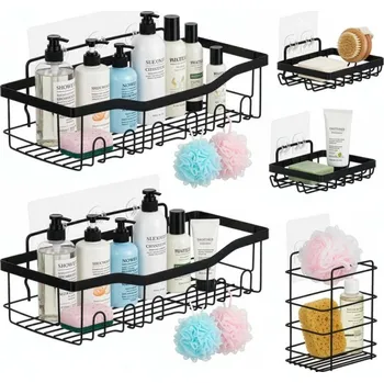 Koupelnový nábytek Polička do koupelny 5ks SPRINGOS HA7544 černá