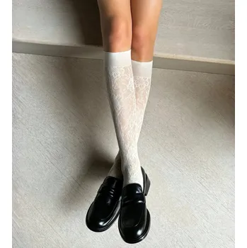 Dámské ponožky Podkolenky Veneziana s květinovým vzorem, univerzální velikost