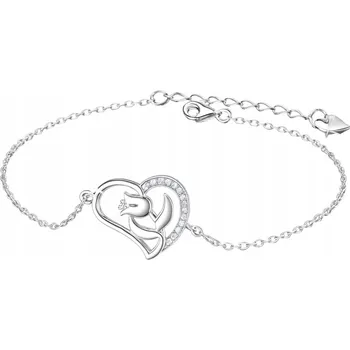 Náramek STŘÍBRNÝ NÁRAMEK 925 SRDCE RŮŽE RHODIOVANÝ