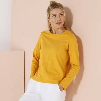 Dámské tričko Jednobarevné tričko s dlouhými rukávy medová 50