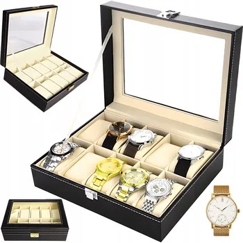 Šperkovnice Organizér na hodinky, šperky a Náramky, 10 přihrádek, Šperkovnice, Pouzdro