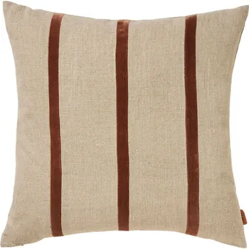 Polštář Ferm Living, Dekorativní polštář Senti s pruhy 50 x 50 cm tmavě hnědý - Formadore