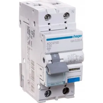 Jistič Kombinovaný jistič proudový chránič Hager ADC970D C20A