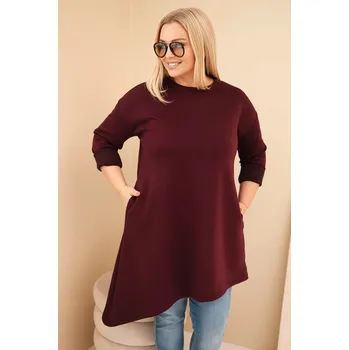 Dámské šaty Dámská sukni Plus Size z viskózy s volným střihem a dlouhým rukávem švestková UNI