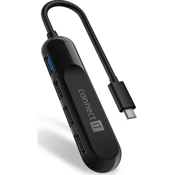 USB hub Connect IT USB-C hub USB 3.0, externí, černý