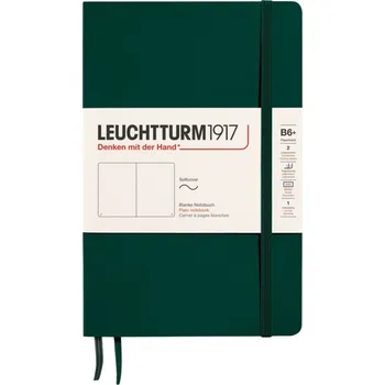 Diář Leuchtturm 1917, Notes hladký v měkké vazbě Leuchtturm 1917 B6+, 123 stran, lesní zelená, 80 g/m² - Formadore