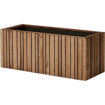 Stojan na květiny Squarely, Květináč samozavlažovací GrowWIDE s otvory pro závěsné úchyty tmavý dub - Formadore