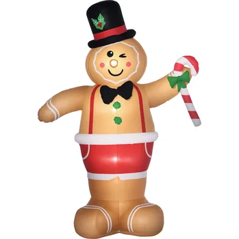 Vánoční dekorace Outsunny Nafukovací vánoční perníček 238 cm | hnědý