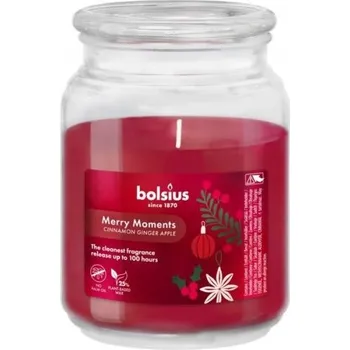 Svíčka Bolsius Vánoční vonná svíčka ve skle s víčkem Merry Moments, 100 hodin