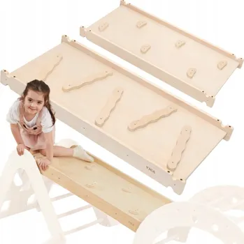 Dřevěná hračka VIGA Dřevěná Skluzavka s Lezeckou Stěnou - Domácí Dřevěné Dětské Hřiště