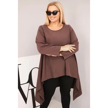 Dámská tunika Dámská tunika Plus Size bavlněná s asymetrickým střihem hnědá UNI