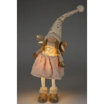 Vánoční osvětlení Dekorace Andělka s LED světlem 69 cm zlatá/krémová