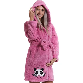 Dámské pyžamo Lila župan do porodnice huňatý s Pandou 1Z1237 růžová s