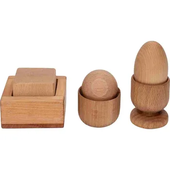 Dřevěná hračka Puzzle stavebnice dřevěné Montessori vejce, koule a čtverec