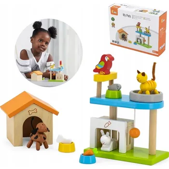 Dřevěná hračka ZVÍŘÁTKA DŘEVĚNÁ SADA DĚTSKÉ HŘIŠTĚ