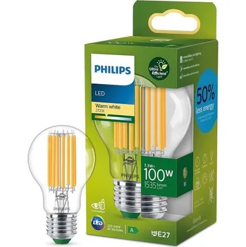 Osvětlení LED žárovka E27 A60 7,3W = 100W 1535lm 2700K teplá filamentová PHILIPS Ultra