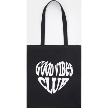 Kabelka Sinsay - Látková taška s potiskem - černá - 205GK-99X - 205GK-99X-ONE