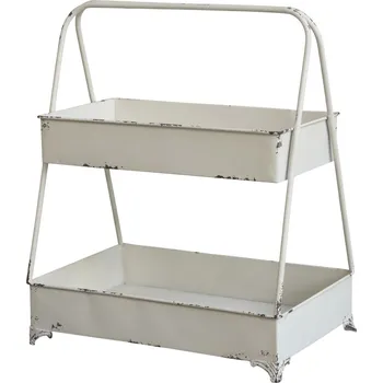 Krémový antik kovový 2-patrový etažér Luis - 40*27*49 cm
