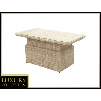 Zahradní stůl DEOKORK Ratanový stůl výsuvný jídelní/odkládací 150 x 80 cm MALIBU (cappuccino)