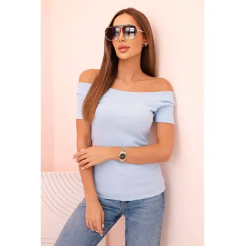 Dámská halenka Kesi Dámská bavlněná blůza s výstřihem do V a potiskem bílá Kesi modrá | světle modrá 3505611