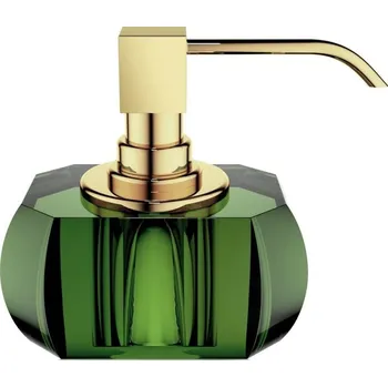 Decor Walther, Dávkovač mýdla Kristall se zlatou pumpičkou zelený - Formadore