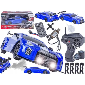 RC model auta RC driftovací auto Nissan GTR 1:16 4WD LED, dým, modré Dárek Mikuláš