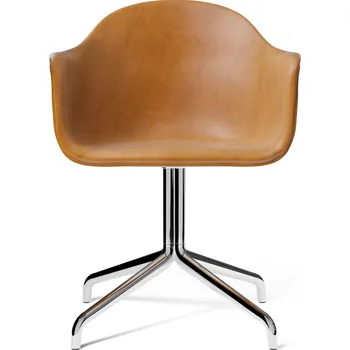 Audo Copenhagen, Otočná židle Harbour kožená na hliníkových nožkách s funkcí návratu koňakově hnědá - Formadore