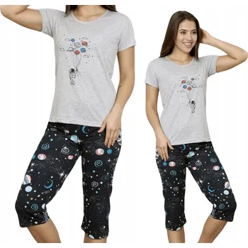 Dámské pyžamo Dámské bavlněné pyžamo 3/4 kalhoty krátký rukáv La Penna velikost L