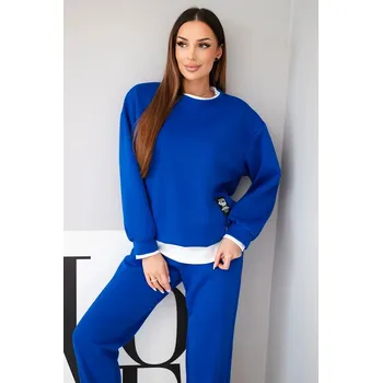 Dámská halenka Dámský komplet s máslovou barvou s volnou mikinou a tepláky modrý UNI