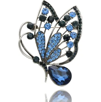 Brož Elegantní brož YVON v modro-černém motýlím designu