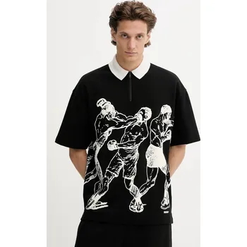 Bavlněné polo tričko HUGO Duboxie 50542432 černá 99X, vel. M