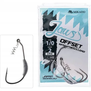 Rybářský háček Háčky na přívlač s protihrotem, čelisti Mikado Jaws Offset, 3 ks