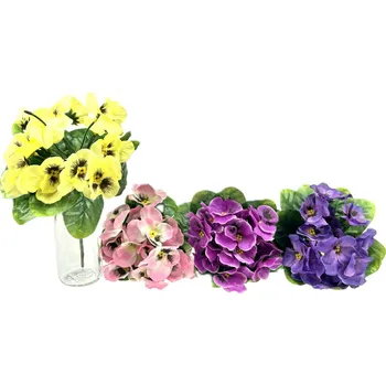 umělá květina Maceška trs 14 květů - 20 cm mix barev Barva: Žlutá