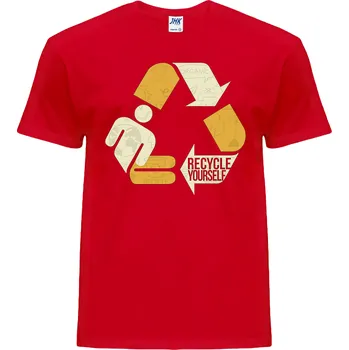 Pánské tričko panske_levne_tricko_potisk_recykluj_sebe Barva: Red - červená, velikost: M