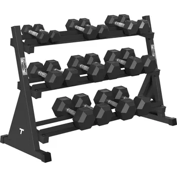 Sada jednoručních činek TUNTURI Platinum Hexa 2,5-20 kg + stojan