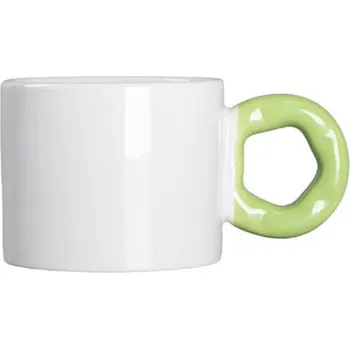 Bílý hrnek 280 ml s uchem ve tvaru donutu - zelená sublimace termotransfer