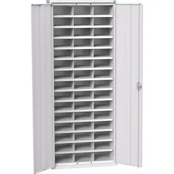 Skříňka na nářadí Kovová dílenská skříň Bott Verso s přihrádkami, 200 x 80 x 35 cm, 45 přihrádek, šedá-šedá