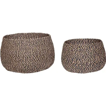 Úložný box Hübsch, Úložné koše Hübsch pletené černo-růžové 2 ks - Formadore