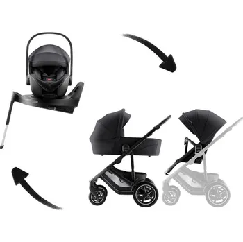 Dětské zboží BRITAX RÖMER set kočárku SMILE 5Z Carbon Black Style + BABY-SAFE PRO VARIO BASE 5Z BUNDLE
