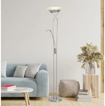 Stojací lampa Brilliant G93036/13 Stojanová stmívatelná lampa OLLIE LED satinovaný chrom