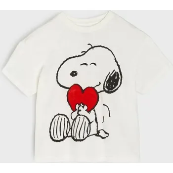 Sinsay - Bavlněná košilka s potiskem Peanuts - krémová - 872HE-01X - 872HE-01X-116