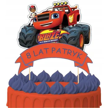 Obraz ZÁPICH DO DORTU Narozeninová Ozdoba Sto Let Blaze a Mega Stroje Postavičky OZDOBY 3 kusy