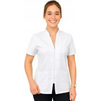 Dámská kosmetická bunda/halena na zip, bílá, velikost M