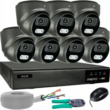 Bezpečnostní kamera Sada 7 Grafitových IP Kamer 8MP 4K POE Detekce Osob a Vozidel bez HDD