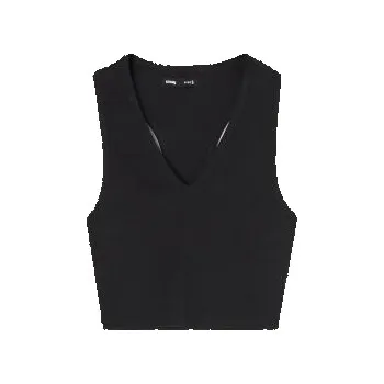 Sinsay - Bavlněný crop top - černá - 7168K-99X - 7168K-99X-XS