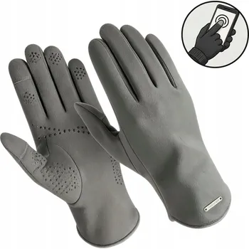 Rukavice PÁNSKÉ ZIMNÍ RUKAVICE DOTYKOVÉ PROTISKLUZOVÉ TEPLÉ ELEGANTNÍ ŠEDÉ