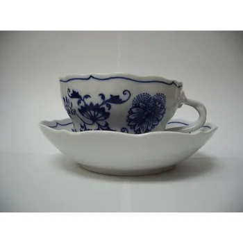 Jednorázové nádobí Cibulák šálek + podšálek D+D balení po 1kuse 0,35 l originální cibulákový porcelán Dubí, cibulový vzor, 2. jakost