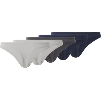 Dámské spodní prádlo esmara® Dámské kalhotky Tanga, 5 kusů (navy modrá / antracitová / světle šedá, XS(32/34))